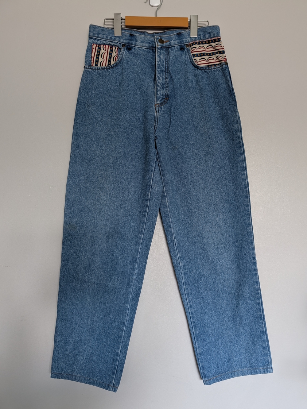 Vintage Le Mans Jeanswear Western Novelty Print Pocket Mom Jeans High Rise ~30"
